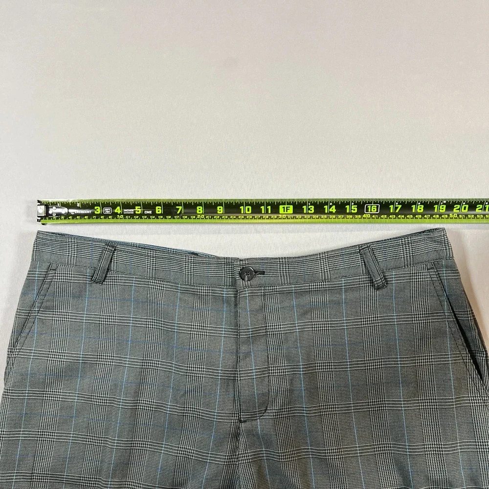 Adidas Golf Shorts Mens 38 Gray Plaid Flat Front High Rise Performance Casual